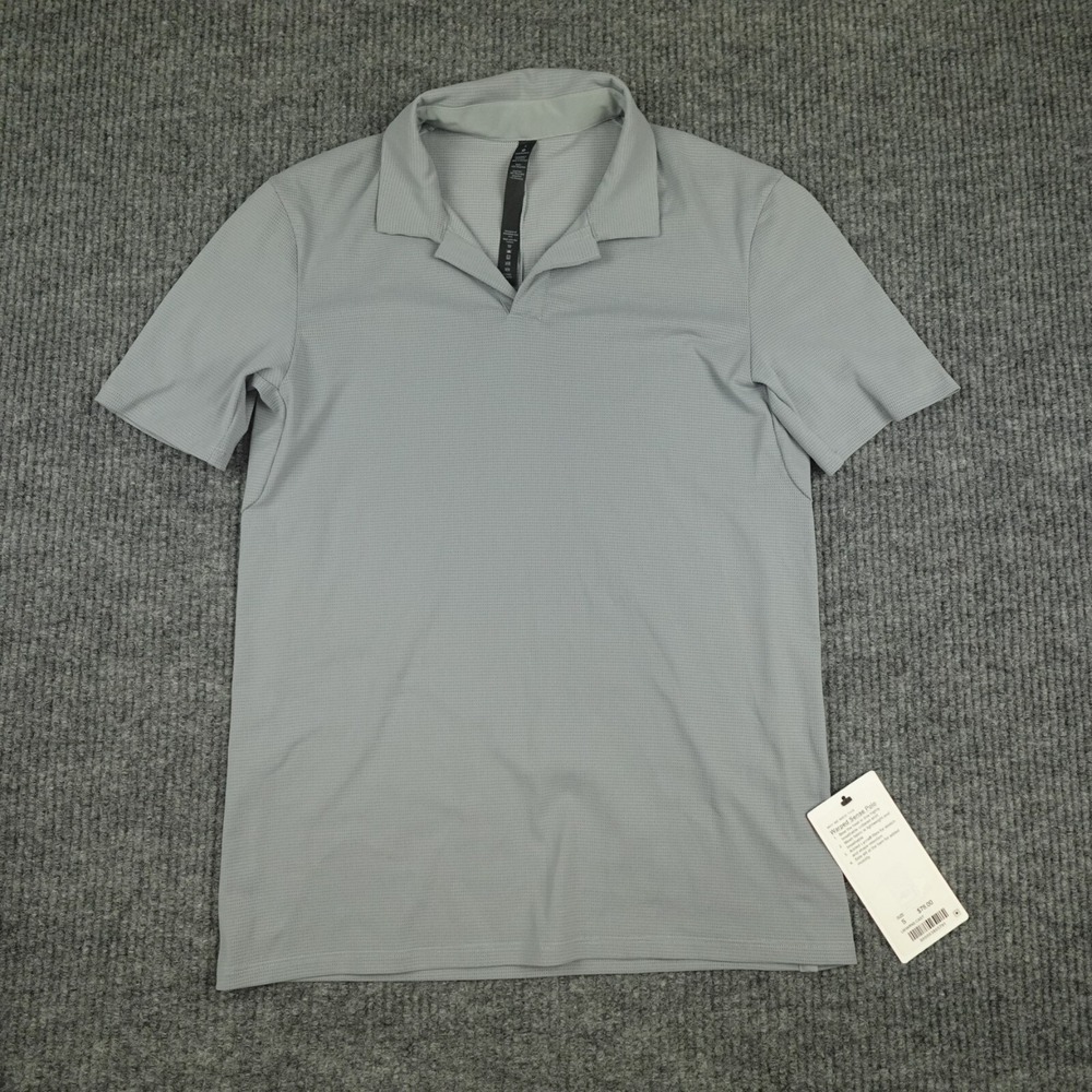 Lululemon Mens‎ Warped Sense Polo Shirt Small Gray Stretch Breathable Light Mesh